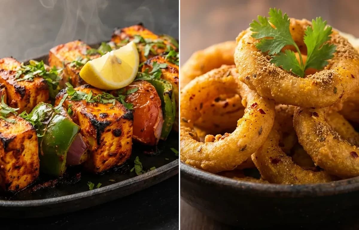 Paneer Tikka with Indian Onion Rings