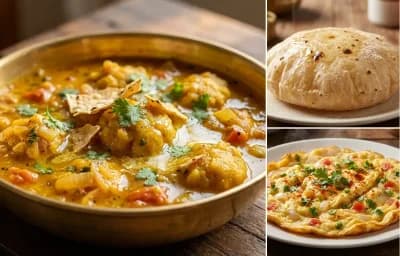 Papad Mangodi ki Sabzi with Phulka and Masala Omelette