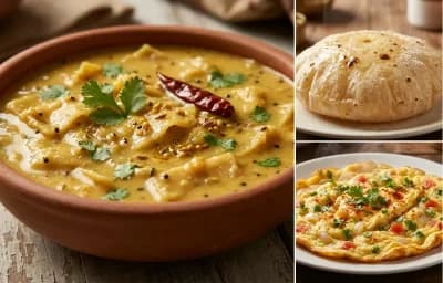 Papad Methi ki Sabzi with Phulka and Masala Omelette