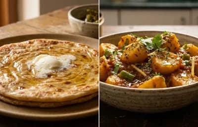 Paratha with Aloo Tamatar Sabzi