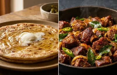 Paratha with Dry Mutton Fry