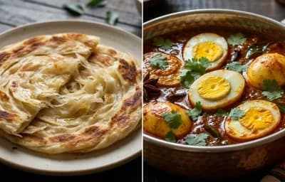 Parotta with Chettinad Egg Masala