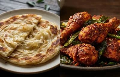 Parotta with Chicken Fry
