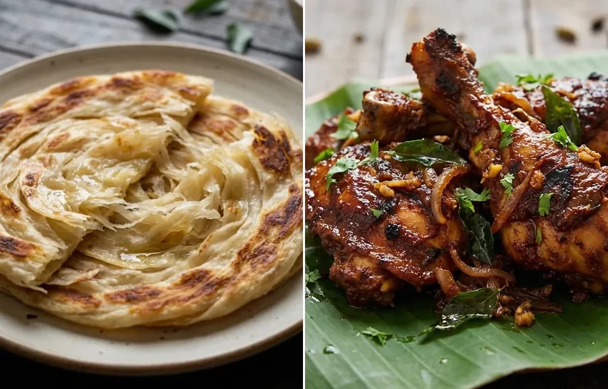Parotta with Kerala Chicken Roast