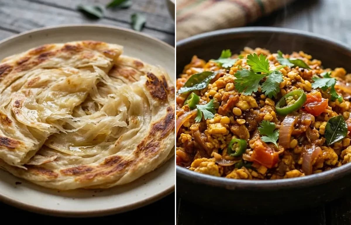Parotta with Muttai Keema Masala