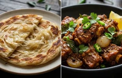 Parotta with Mutton Chukka Varuval