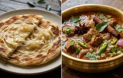 Parotta with Mutton Salna
