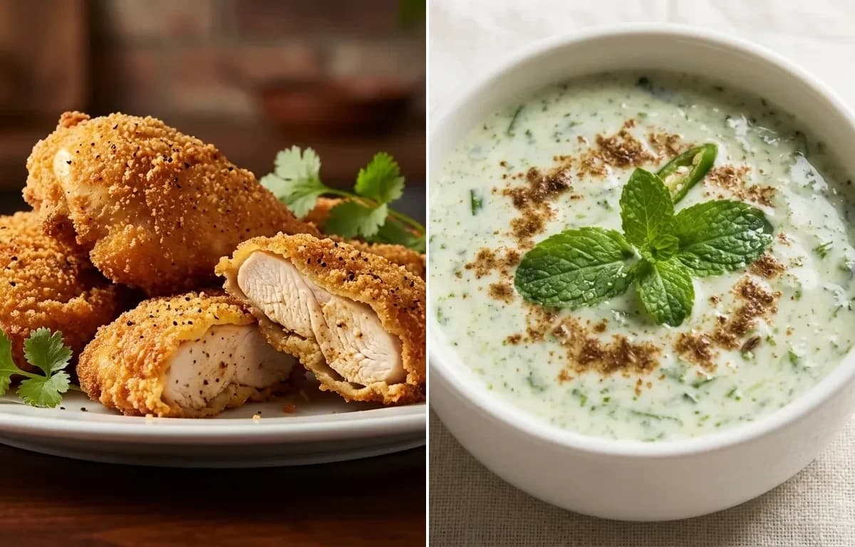 Parsi Fried Chicken with Mint Raita
