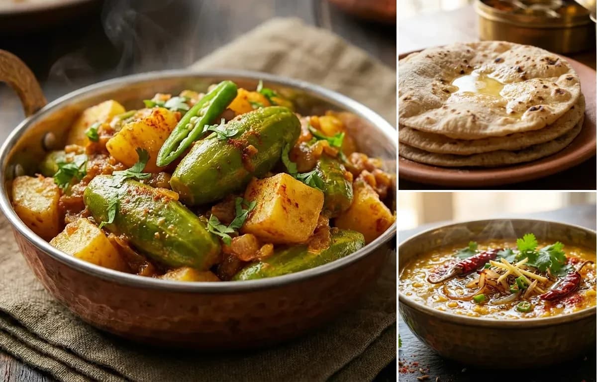 Parwal Sabzi, Roti and Dal Tadka