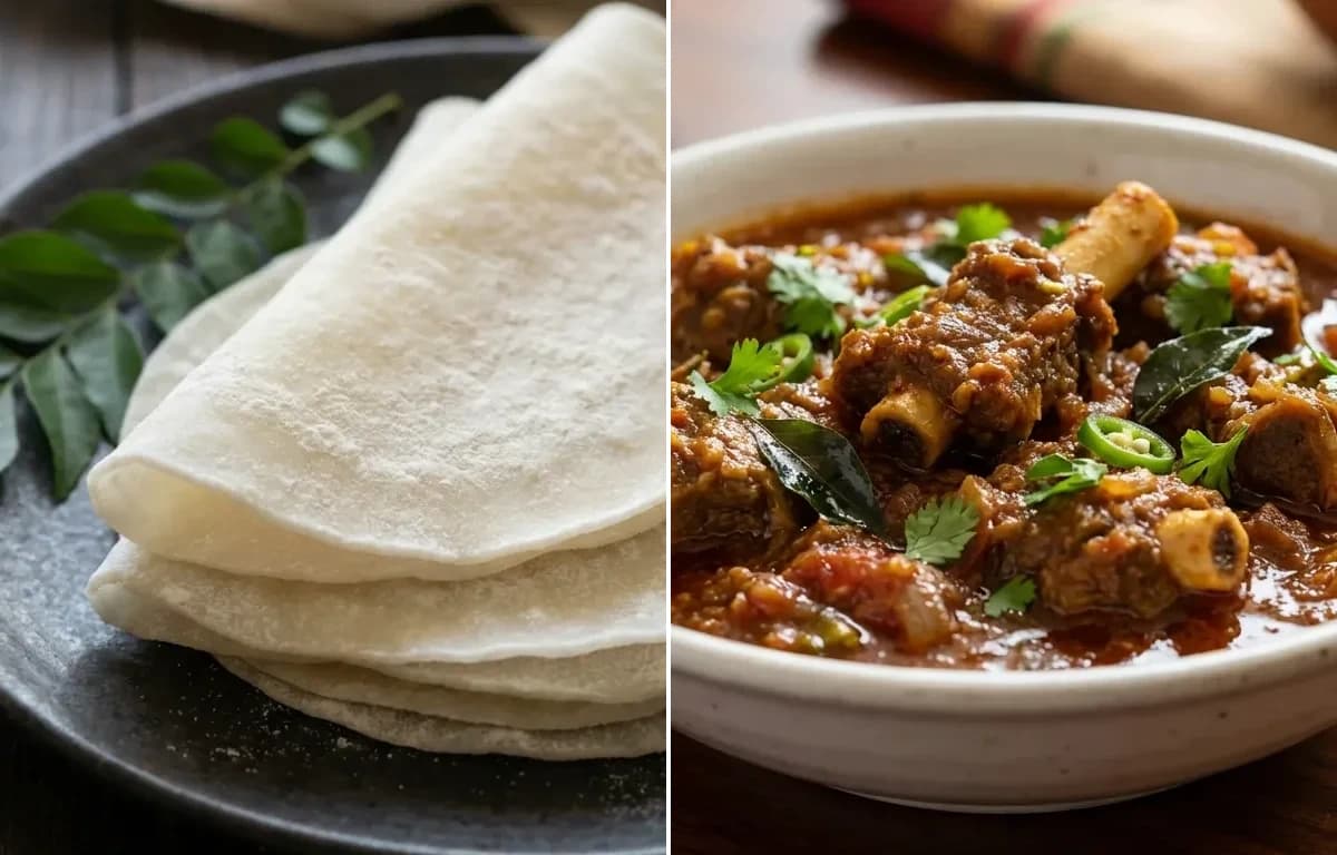 Pathiri with Nadan Mutton Curry