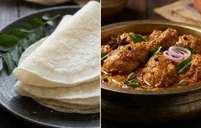 Pathiri with Varutharacha Kozhi Curry