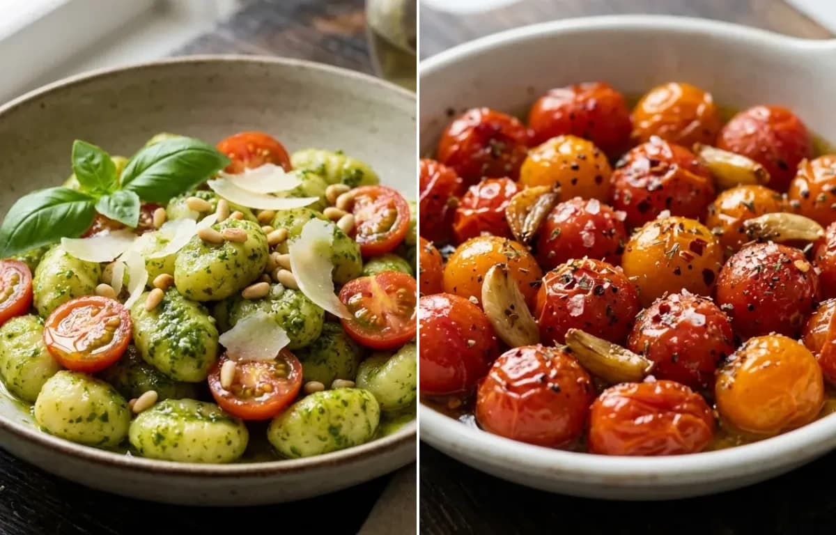 Pesto Gnocchi with Roasted Cherry Tomatoes