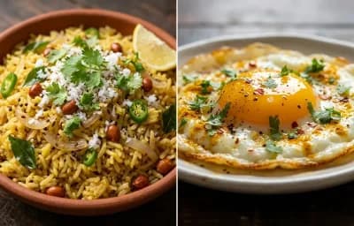 Phodnicha Bhat with Fried Egg