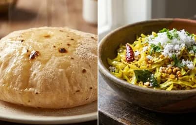 Phulka with Cabbage Poriyal