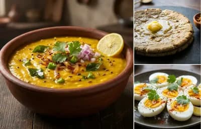 Pithla with Bajra Bhakri and Boiled Egg