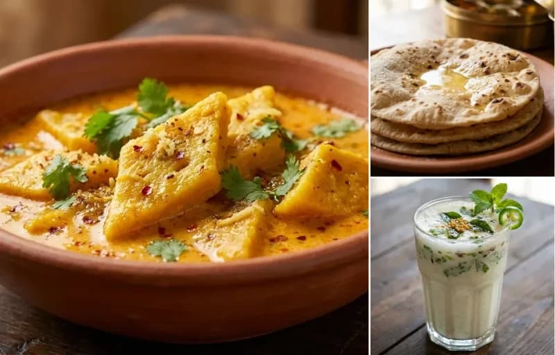 Pitod ki Sabzi, Roti and Masala Chaas