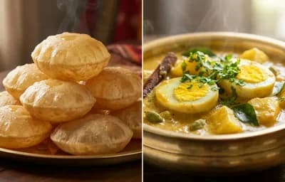 Poori with Potato Egg Kurma