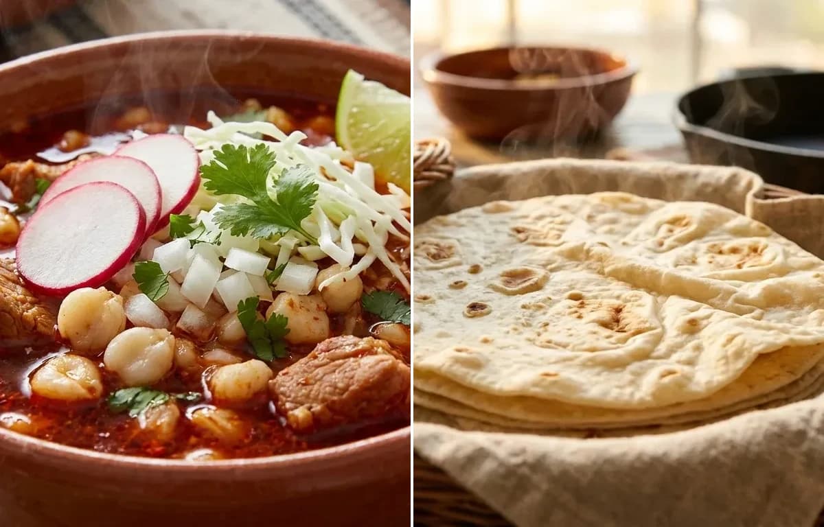 Pork Posole Rojo with Flour Tortillas