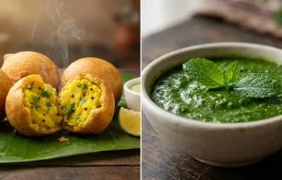 Potato Bonda with Mint Chutney