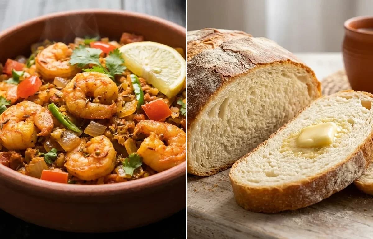 Prawn Bhurji with Bengali Pauroti