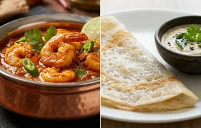 Prawn Masala with Neer Dosa