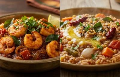 Prawn Thokku with Sambar Rice