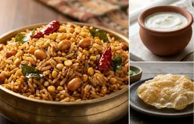 Puliyodharai with Curd and Appalam