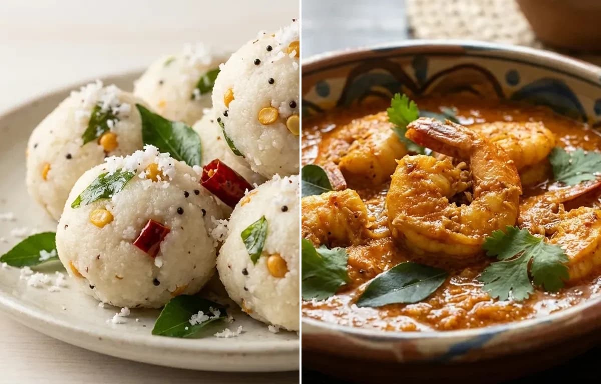 Pundi Gatti with Mangalorean Prawn Curry
