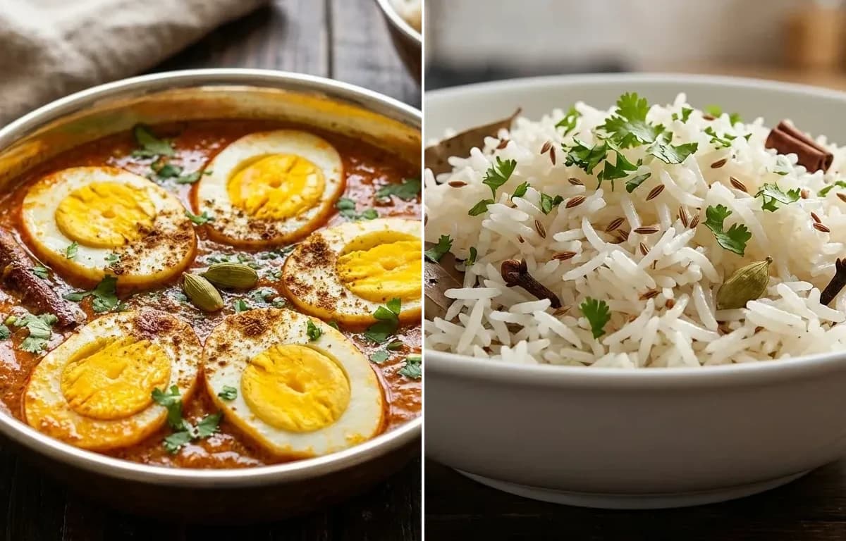 Punjabi Egg Curry with Jeera Rice