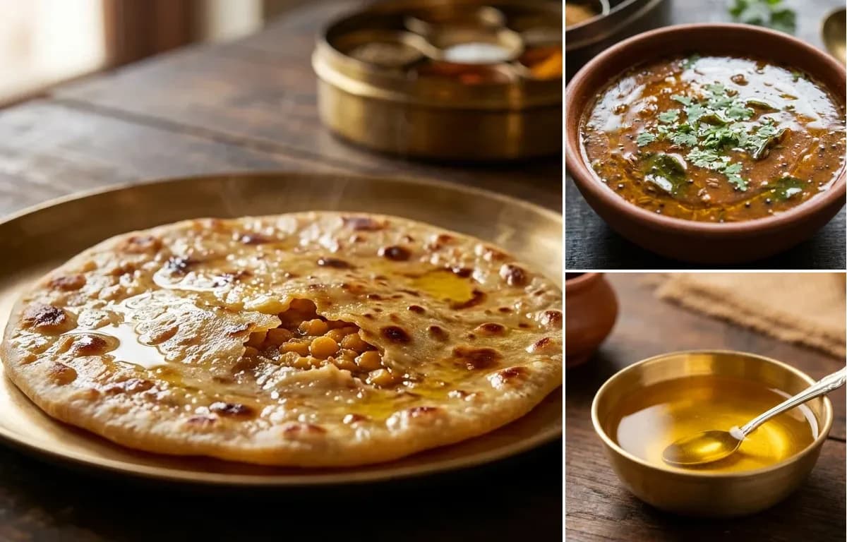 Puran Poli, Katachi Amti and Ghee