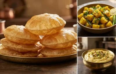 Puri with Batatyachi Bhaji and Shrikhand