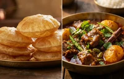 Puri with Aloo Mutton Kassa