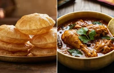 Puri with Andhra Kodi Kura