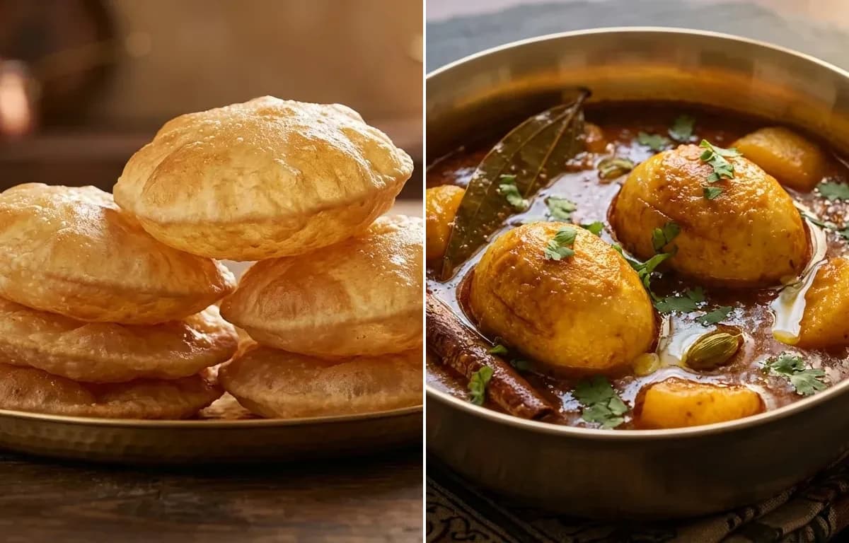 Puri with Bengali Anda Kosha