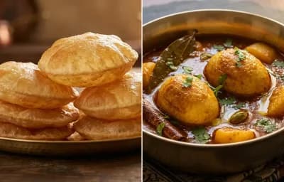 Puri with Bengali Anda Kosha