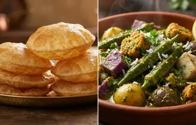Puri with Gujarati Undhiyu