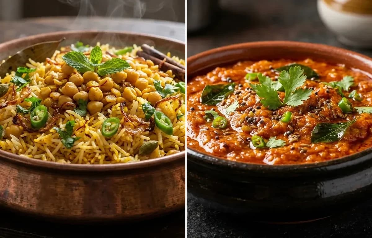 Qabooli Biryani with Tamatey ka Kut