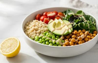 Quinoa Bowl with Chickpeas and Avocado