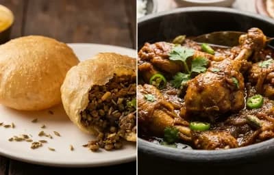 Radhaballabhi with Bengali Chicken Kosha