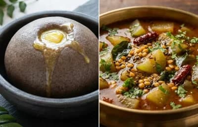 Ragi Sangati with Sorakaya Pulusu