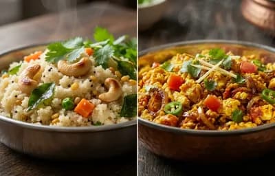 Rava Upma with Anda Bhurji