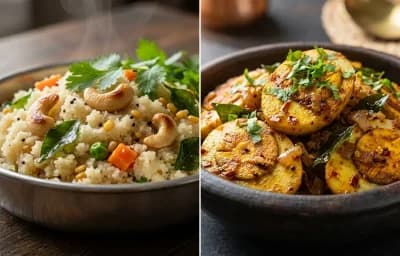 Rava Upma with Egg Fry