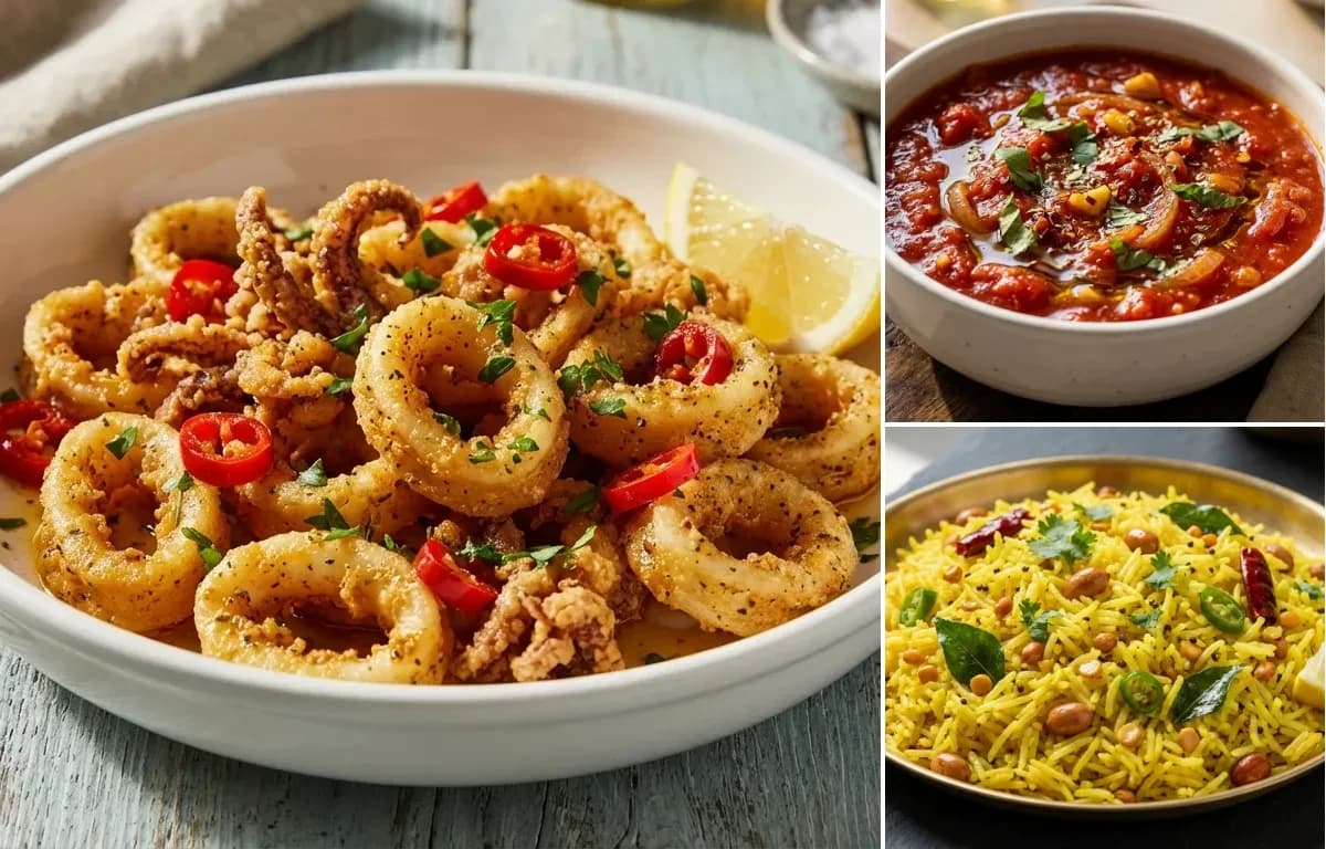 Rhode Island Calamari, Marinara Sauce and Lemon Rice
