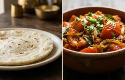 Rice Bhakri with Tomato Bhaji