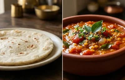 Rice Bhakri with Tomato Gojju
