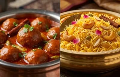 Rista with Kesar Pulao