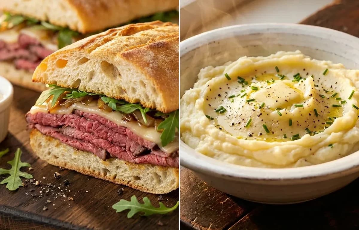 Roast Beef Sandwich with Mashed Potatoes