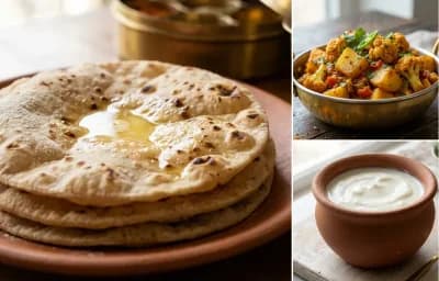 Roti with Aloo Gobi and Curd