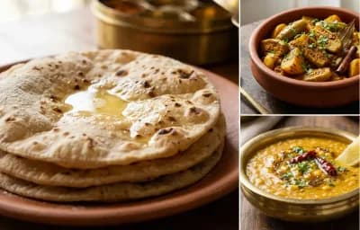 Roti with Aloo Potala Kasa and Chana Dal Tadka