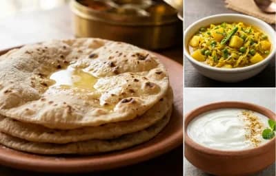 Roti with Bandhakobi Tarkari and Dahi